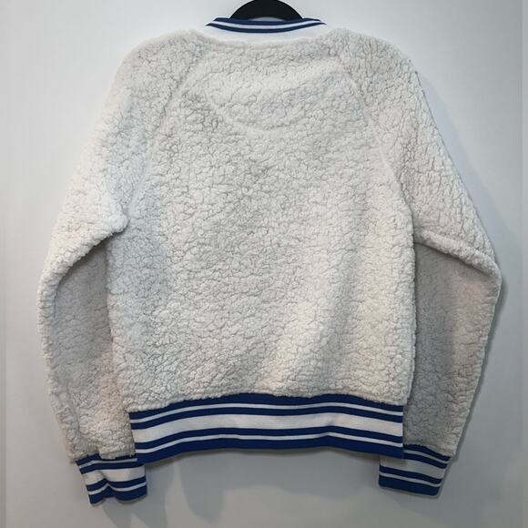 New Era New York Giants Cream Athletic Sherpa Full-Zip Bomber Jacket Women’s Med - Picture 6 of 13